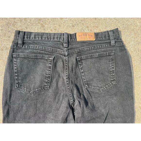 Vintage Riders by Lee Pants Women Size 14L Black Denim Straight Leg Jeans Grunge - Picture 7 of 7